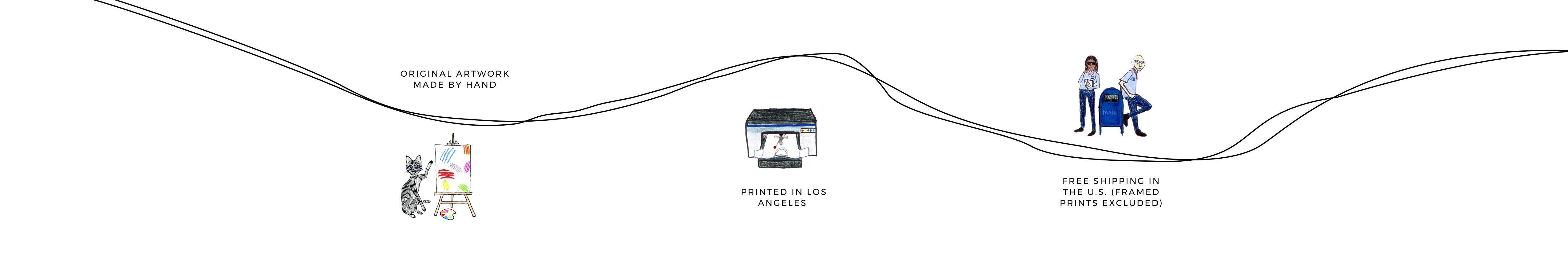 Original artwork made by hand, printed in LA, with free shipping in the US