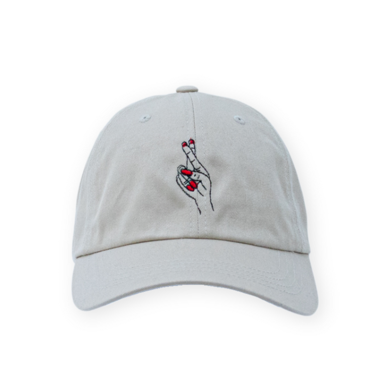 Fingers Crossed Dad Hat - Stone