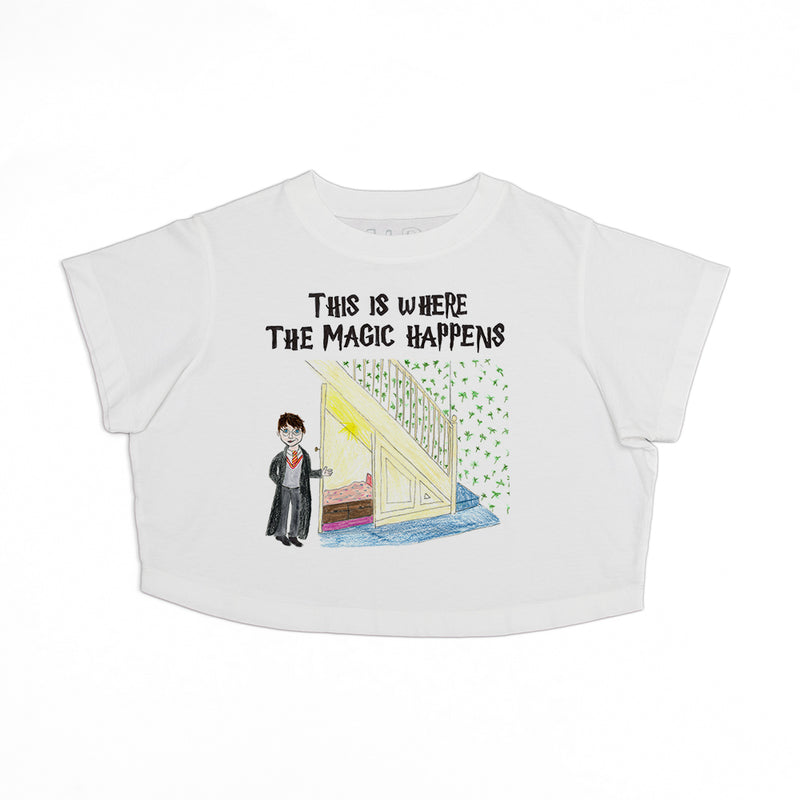 Magic Happens Women's Crop Boyfriend Tee