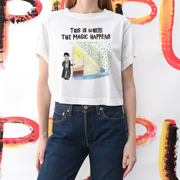Magic Happens Women's Crop Boyfriend Tee