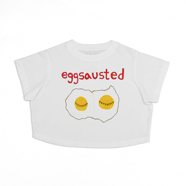 Egghausted Women's Crop Boyfriend Tee