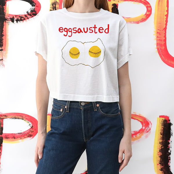 Egghausted Women's Crop Boyfriend Tee