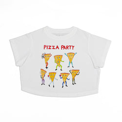 Pizza Party Women's Crop Boyfriend Tee