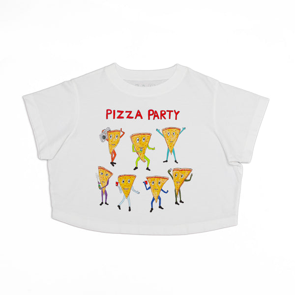 Pizza Party Women's Crop Boyfriend Tee